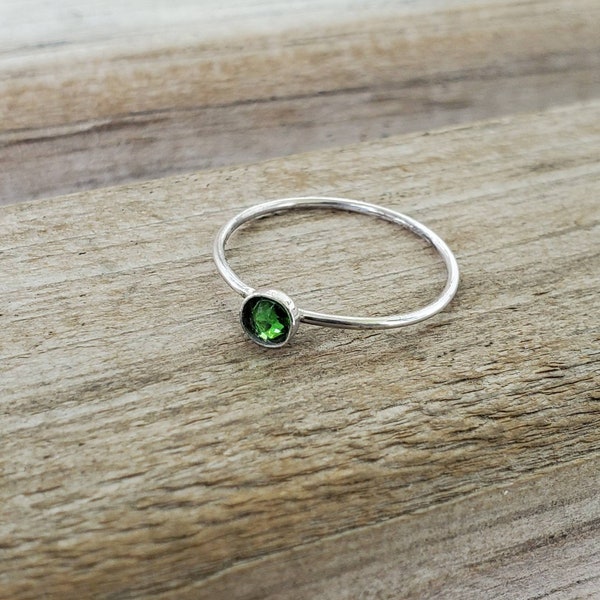 Black + Emerald Stripe Stacking Ring