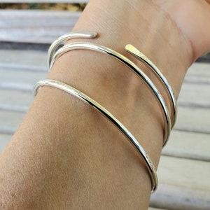 One Hammered Sterling Silver Bangle Bracelet | Create Your Set Handcrafted Bangles | Boho Stacking Silver Bangles | Solid Sterling Bangles