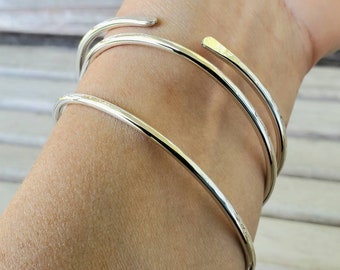 Hammered Sterling Silver Bangle | Stacking Boho Bracelet