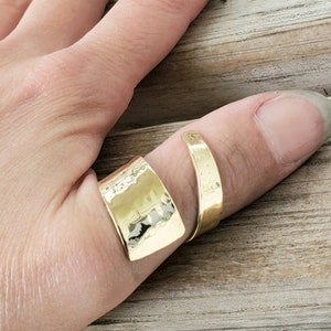 Hammered Jewelers Brass Cuff Thumb Ring | Wraparound Thumb Ring | Gold Wraparound Ring | Adjustable Thumb Ring | Unique Gold Unisex Ring