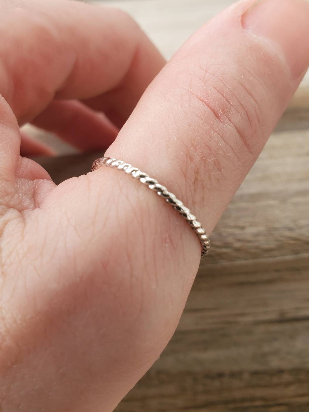 Bague Empilable En Argent Sterling 925 - Tressée, Faite Main, Taille Ajustable, Inde
