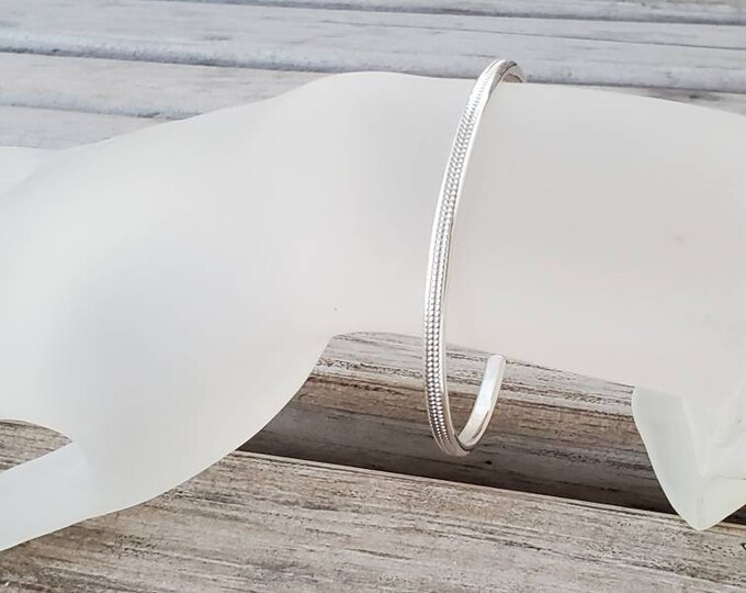 Solid Silver Bangle Set, 4 Sizes, Sterling Floral Bangles, Solid ...