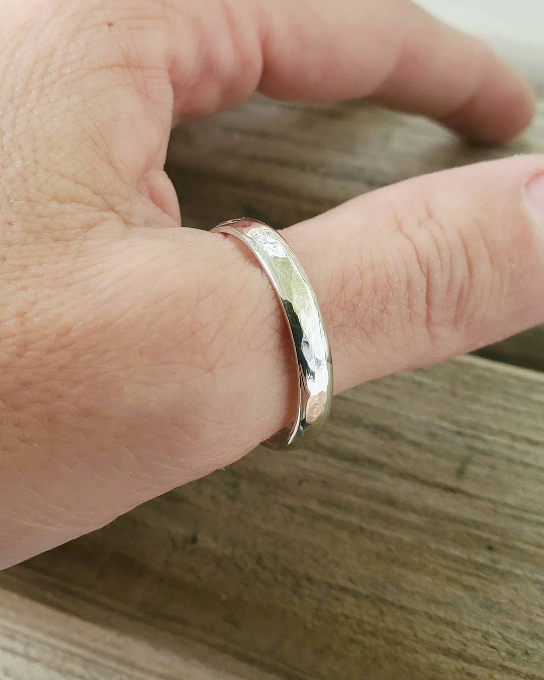 Forged Hammered Sterling Silver Thumb Ring Boho Silver Ring