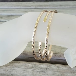 Textured Bronze Bangle Bracelet | Create Your Set of Golden Bangles | Adjustable Boho Bangles | Stacking Bridesmaid Bronze Bangles