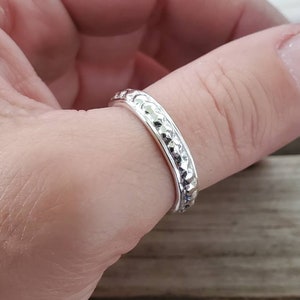 Beaded Patterned Sterling Silver Thumb Ring | Boho Silver Ring | Shown in Size 8