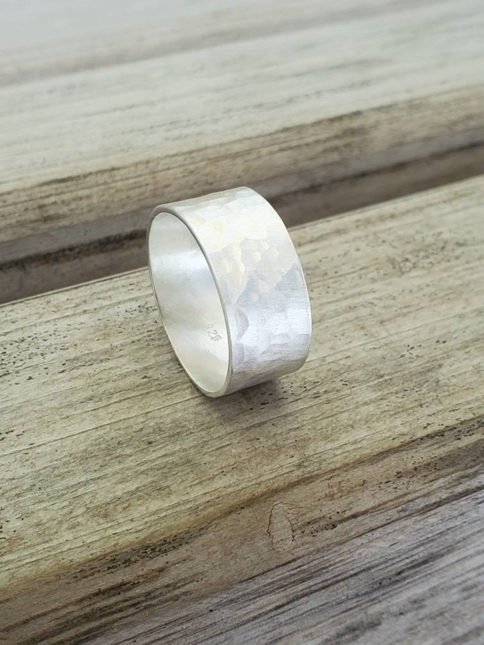 Hammered Satin Sterling Silver Thumb Ring | Adjustable 925 Silver Band ...