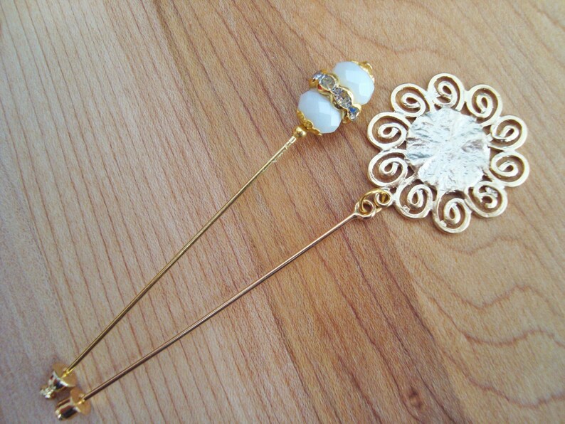 Gold Sunburst & White Hijab Pins Set Stick Pins / Hat Pins / Etsy