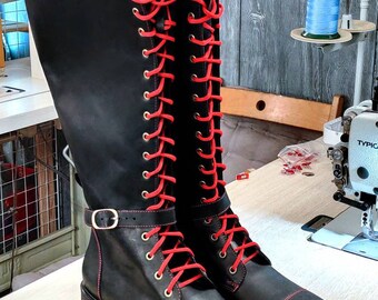 mens knee high boots black