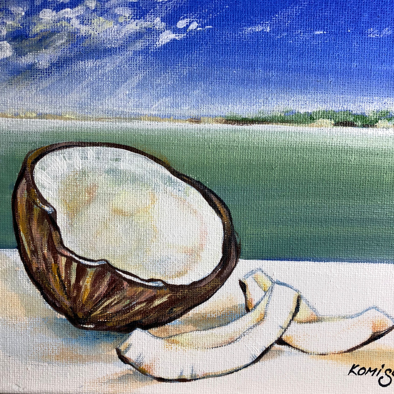 Coconut painting Acrylic Original Painting Art from the Etsy