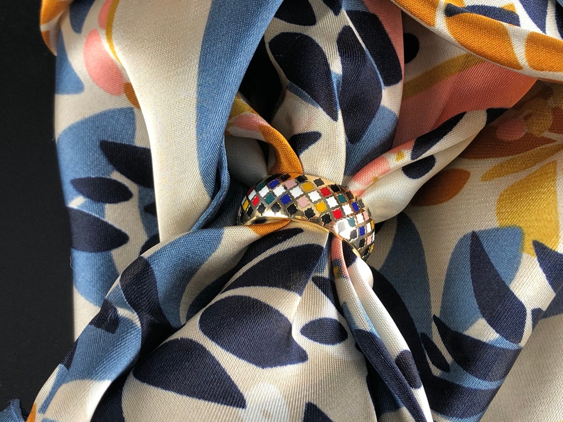 Enamel scarf ring gold scarf ring Vintage style ring Scarf Etsy