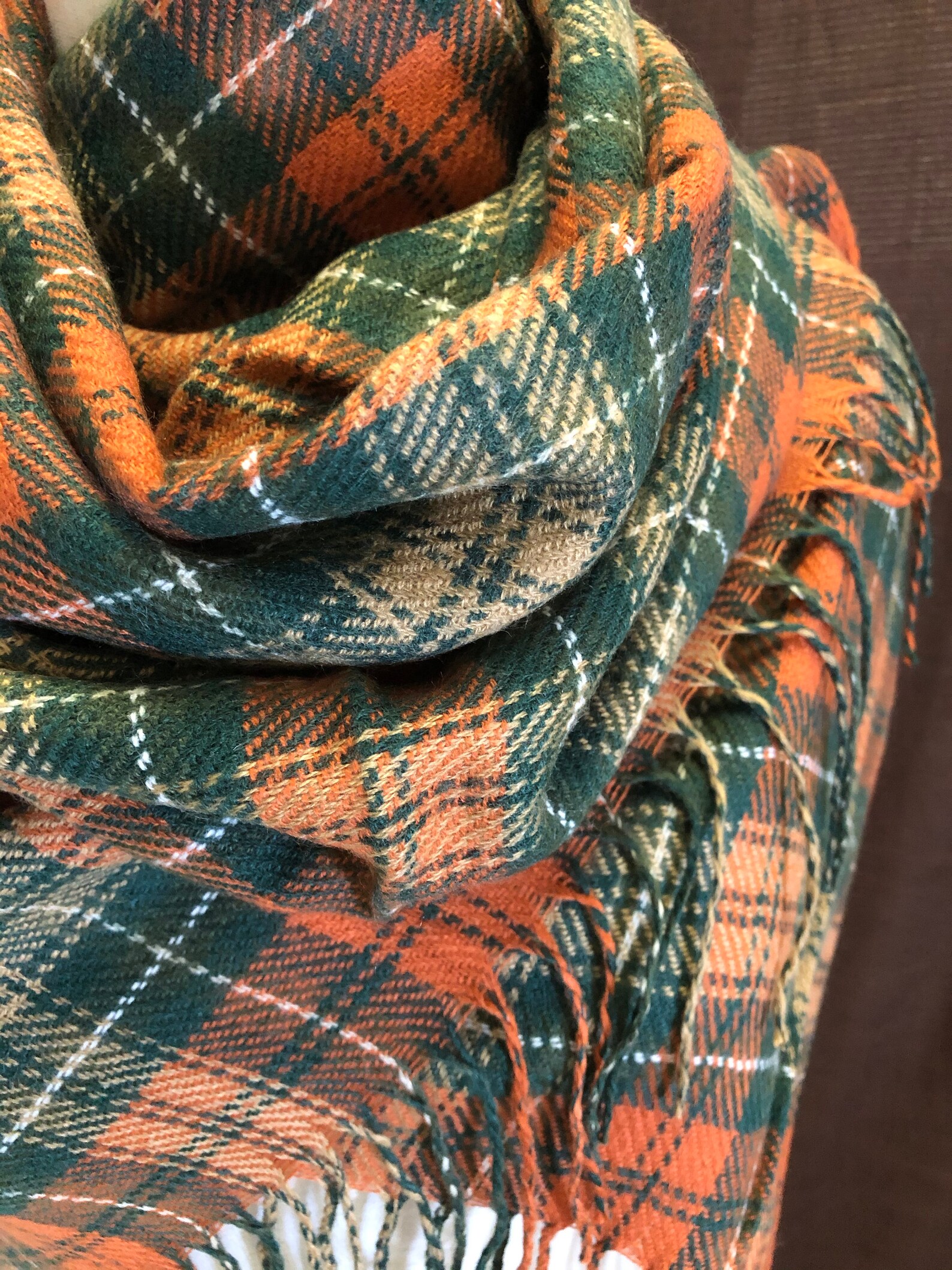 Scarf Checkered pattern Blanket scarf Cashmere Wool double Etsy