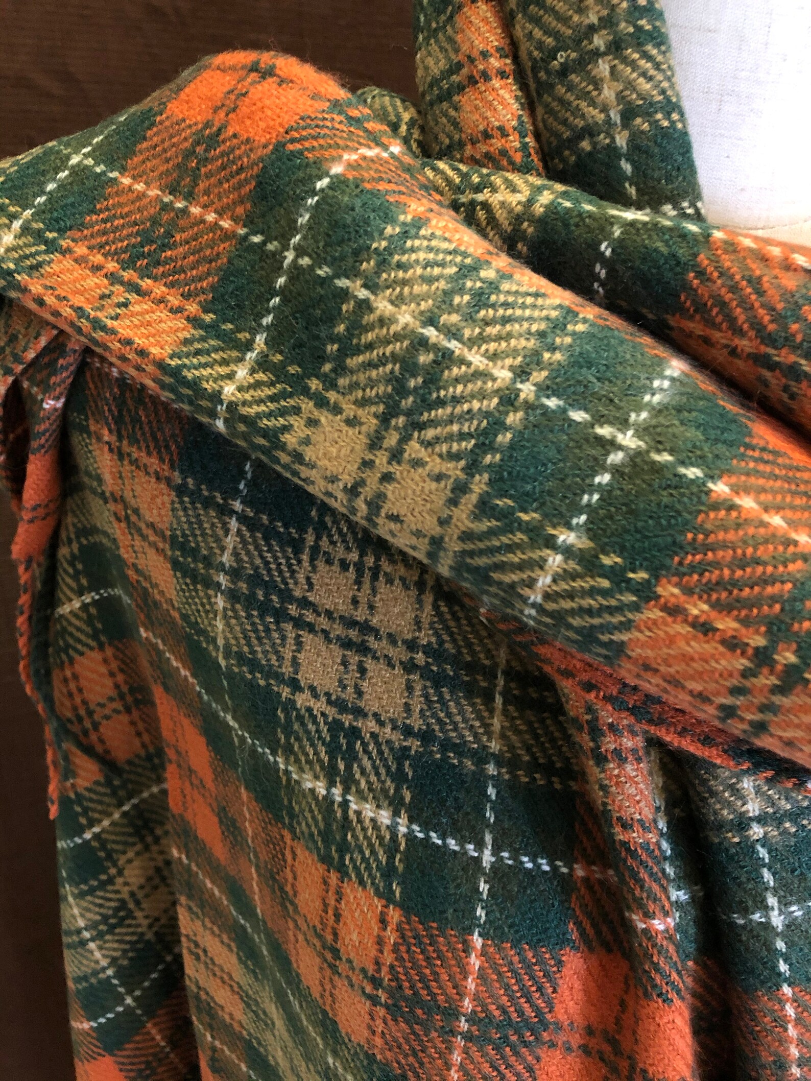 Scarf Checkered pattern Blanket scarf Cashmere Wool double Etsy