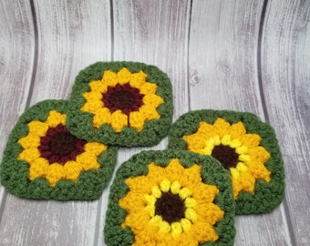 Sous-verre Tournesol Crocheté à la main
