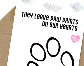 paw prints on our hearts  •  pet loss card, pet sympathy, dog loss, dog sympathy, printable card