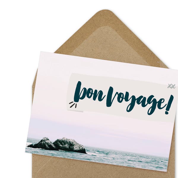 bon voyage card, moving card, goodbye card, farewell card, printable | A6