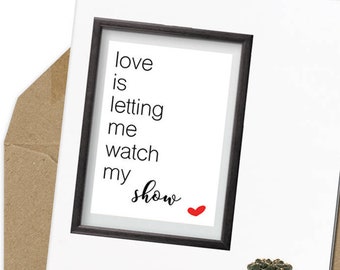 love printable card, instant print, print at home card | A6