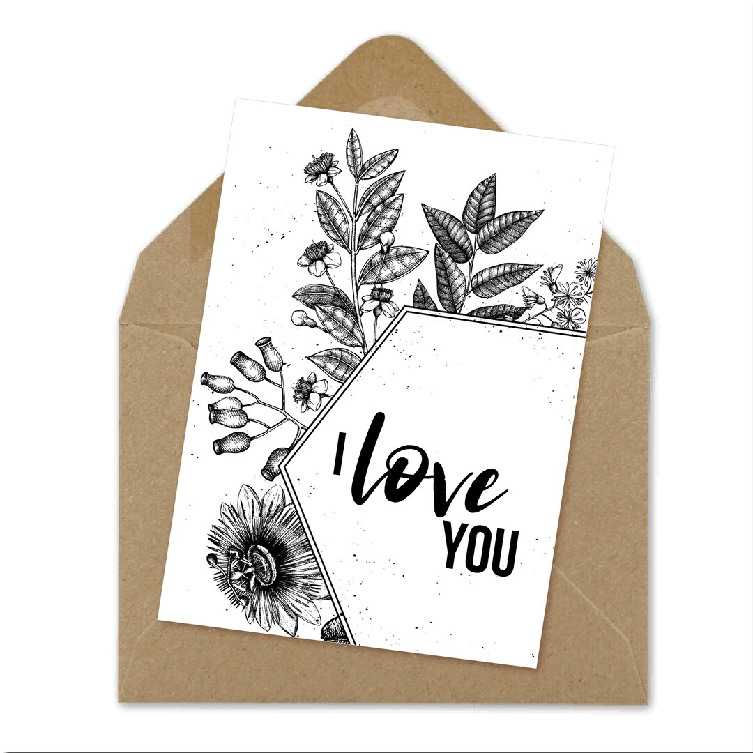 I Love You Printable Card, Printable Valentine A6 Etsy
