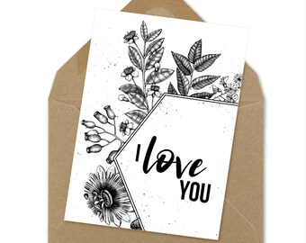 I love you printable card, printable valentine | A6