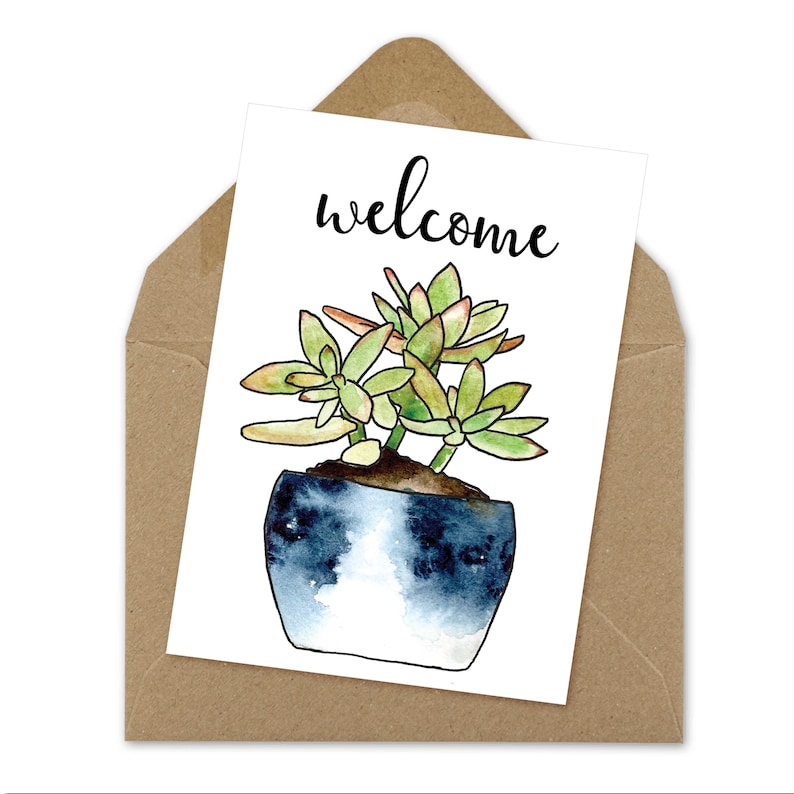 2 welcome designs, succulent, AirBnB, host, rental, guest, instant print, printable cards image 1