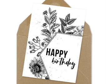 alles gute zum geburtstag, druck zu hause, geburtstagskarte, druckbare karte | A6