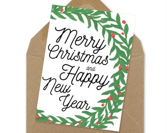 merry Christmas and happy new year printable | A6