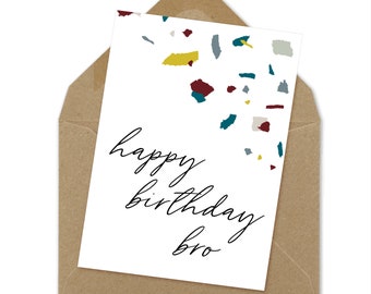 Happy birthday Bro, Geburtstagskarte, druckbare Karte | DIN A6