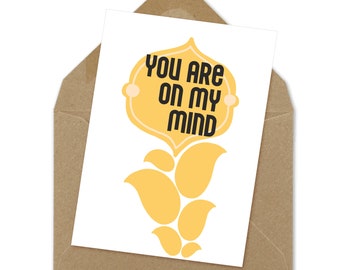 you are on my mind, printable card, instant print, print at home, yellow, yellow design, paper greeting