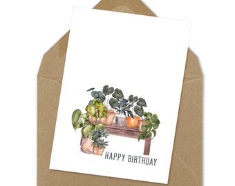 happy birthday card, plants, plant birthday card, instant print