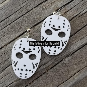 Killer Mask Earrings SVG - This is for the FILE only! - Laser Earring File - Glowforge File - Crime Earrings - Jason Mask SVG - Jason