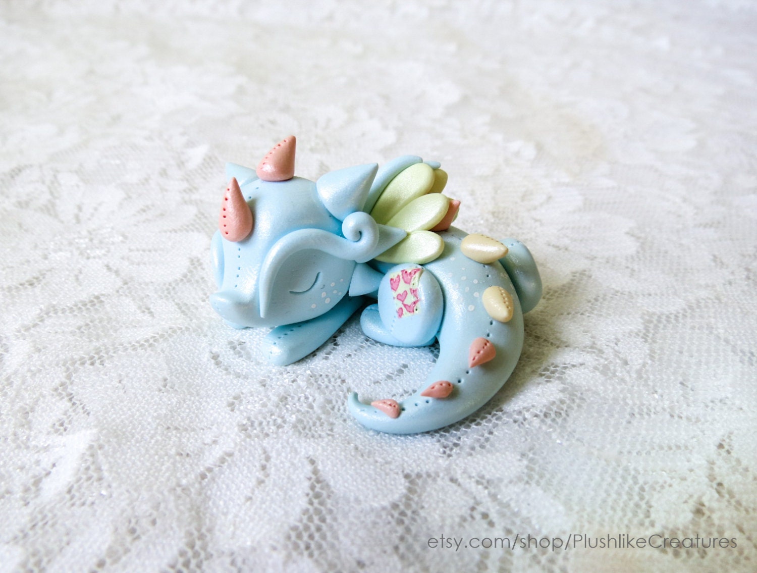 Baby Dragon Sculpture / Cute Polymer Clay Dragon Figurine / Etsy