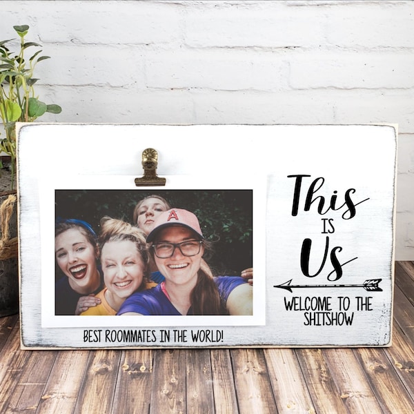 This is Us - Welcome to the Shitshow Wood Picture Frame, Funny Personalized Sign Photo Clip, Family Photo Frame, Anniversary, Birthday Gift