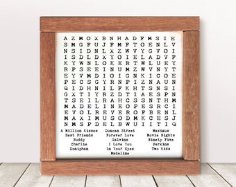 Anniversary Gift for Parents, Gift From Group, Custom Family Word Search, Personalized Couples Word Find, Unique Family Christmas Gift