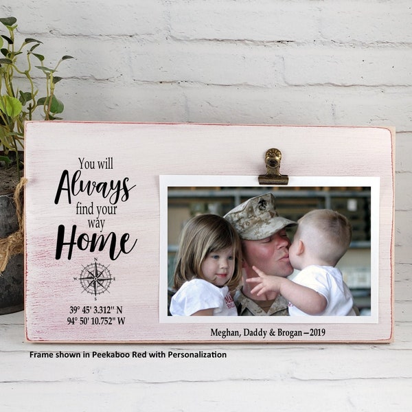 Military Going Away Gift, You Will Always Find Your Way Home Personalized Picture Frame, Moving Gift, GPS Coordinates, Latitude Longitude