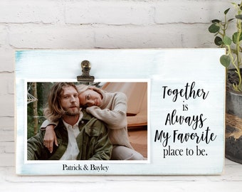 Together is My Favorite Place to Be Personalized Picture Frame, Soul Mates Gift, Girlfriend or Boyfriend Anniversary Valentines Day Gift