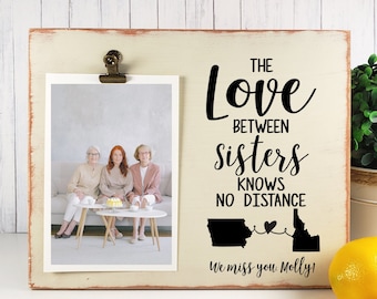Liebe zwischen Familie kennt keine Entfernung Personalisierter Bilderrahmen, Geschenk zum Abschied, Fernmuttertag, Schwestern Cousins Pals
