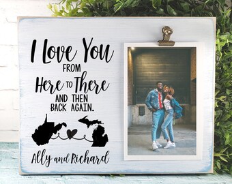 Ich liebe dich von hier nach dort Personalisierten Bilderrahmen, College Abschluss, Fern Fräulein Dich Freund, Freund, Freundin, Familien Geschenk