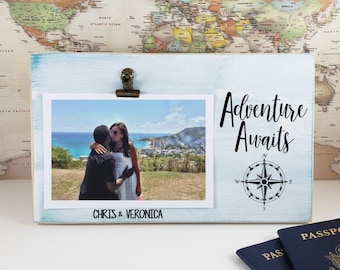 Adventure Awaits Wooden Picture Frame, Family Vacation, New College Student, Retirement Gift, Camping Frame, Going Away, Girls Trip Frame