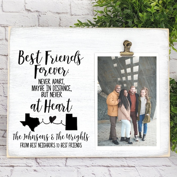 Best Friends Forever Never Apart Personalized Picture Frame, Go Away Friend Leaving Gift, Long Distance Miss You Bestie, BFF Photo Included