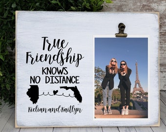 Going Away Gift for Friend, Personalized Friendship Knows No Distance Picture Frame, Long Distance Best Friend Across the Miles, College