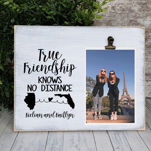 Going Away Gift, Friendship Knows No Distance Personalized Picture Frame, Best Friend College Leaving Gift, Deployment, Across the Miles