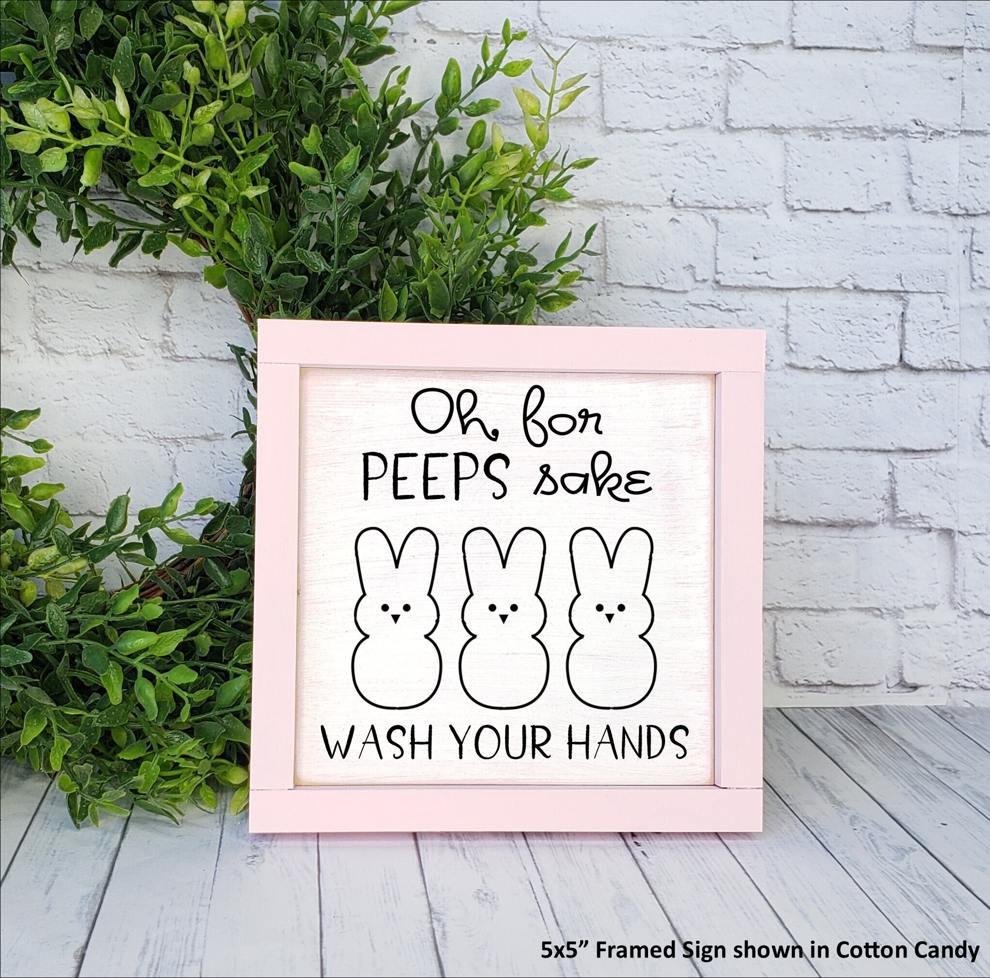Easter Farmhouse Wood Sign, Oh For Peeps Sake Wash Your Hands, Bunny Spring Decor, Hostess Gift, Fun Pun Bathroom Sign, Guest Bath Restroom