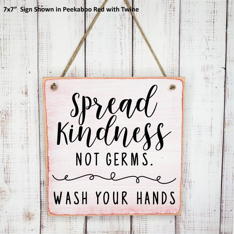 Spread Kindness Not Germs Wash Your Hands Wood Sign Restroom Etsy
