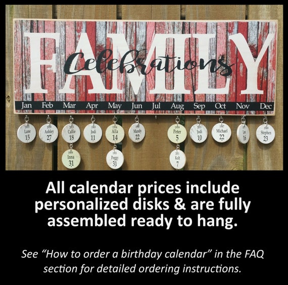 Barn Wood Look Birthday Calendar Family Birthday Board Etsy