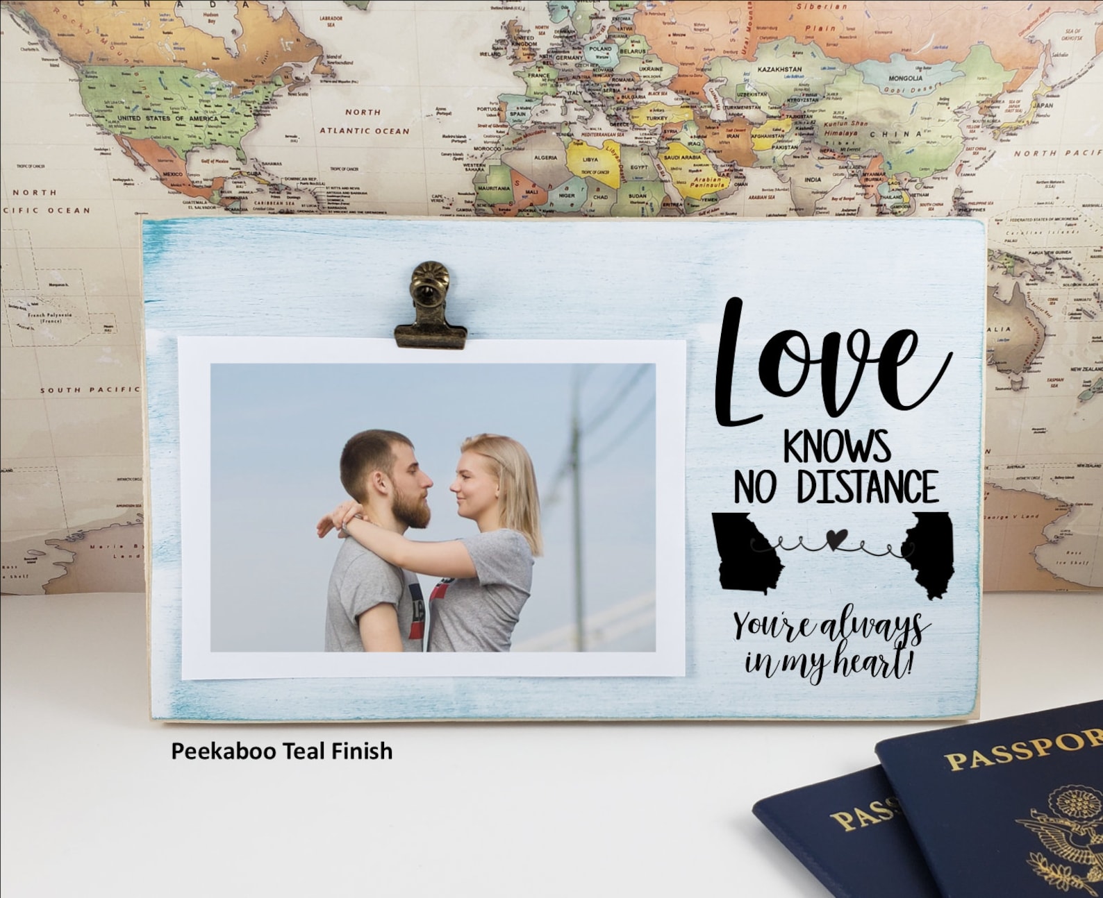 Love Knows No Distance Picture Frame Personalized Anniversary - Etsy