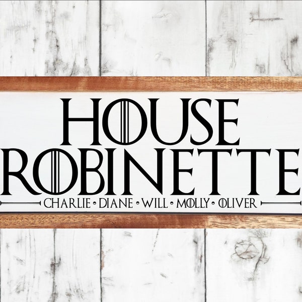 Game of Thrones Inspired Last Name Farmhouse Style Custom Wooden Sign, Family wood sign, Wedding Gift, House Sigil Family Name Plaque