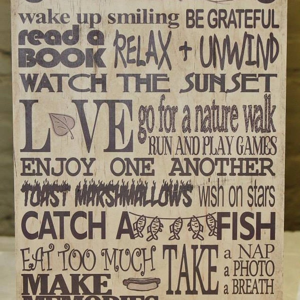 Custom Wood Camp Rules for Travel Trailer, RV, 5th Wheel Camper Sign, Camp Sign, Camping Sign, Camp Subway Art, Go Camping Sign