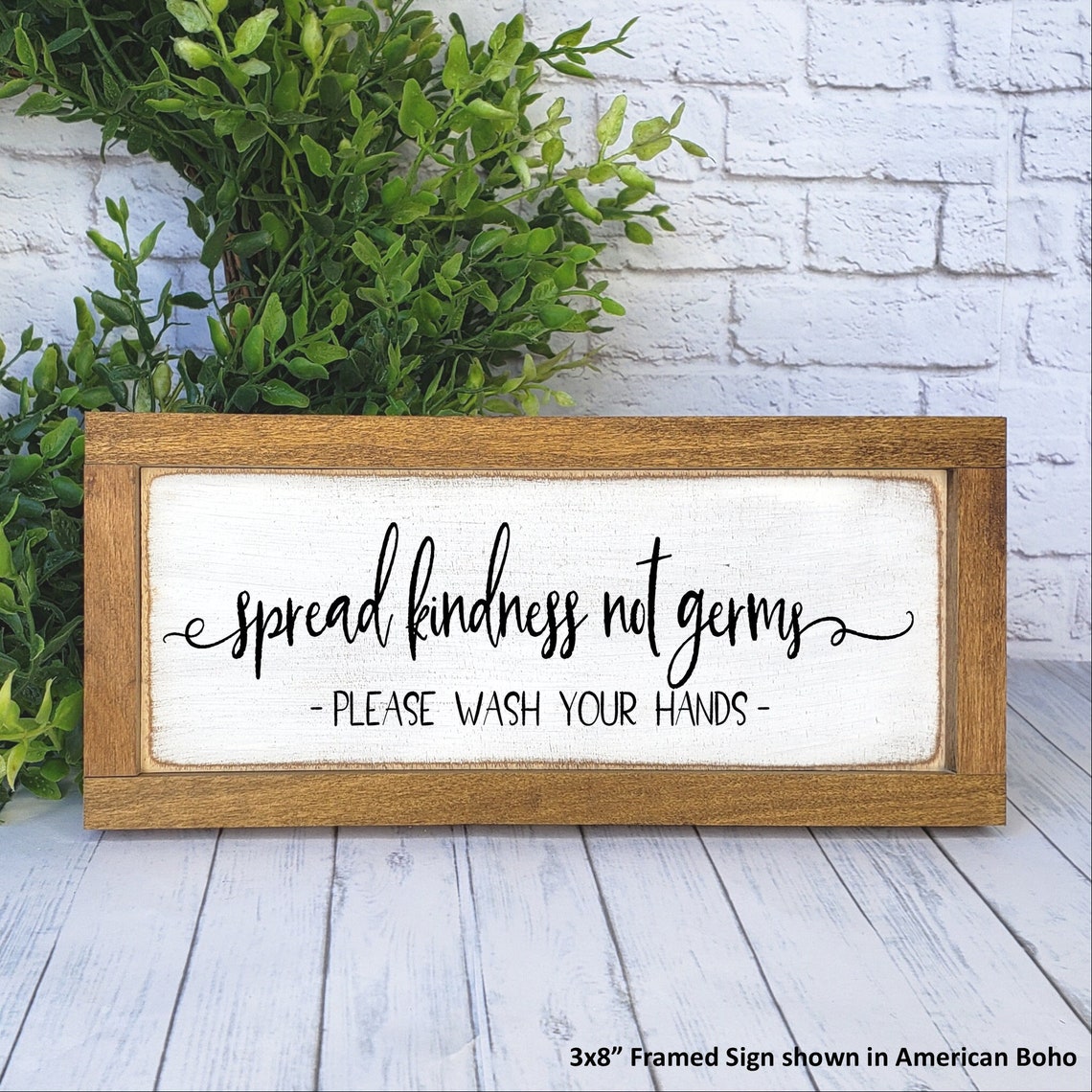 Spread Kindness Not Germs Wash Your Hands Farmhouse Sign, Bathroom ...