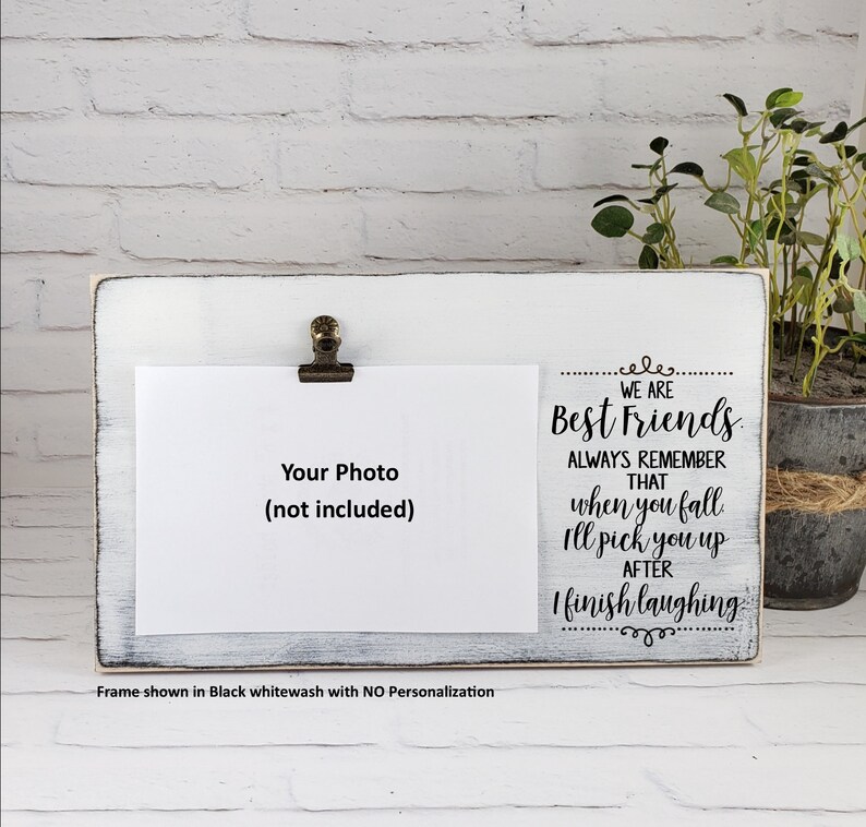 Moldura para fotos de melhores amigas, quando você cair, eu te pego, moldura engraçada personalizada, presente de saída para a faculdade, presente divertido para madrinha de casamento imagem 3