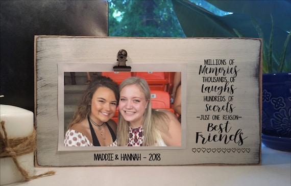 Best Friends, Grey Picture Frame, 4x6 Picture Frame, Photo Frame, Hearts,  Personalized, Custom Framed Wall Collage Sayings BFF Buddies Frame 