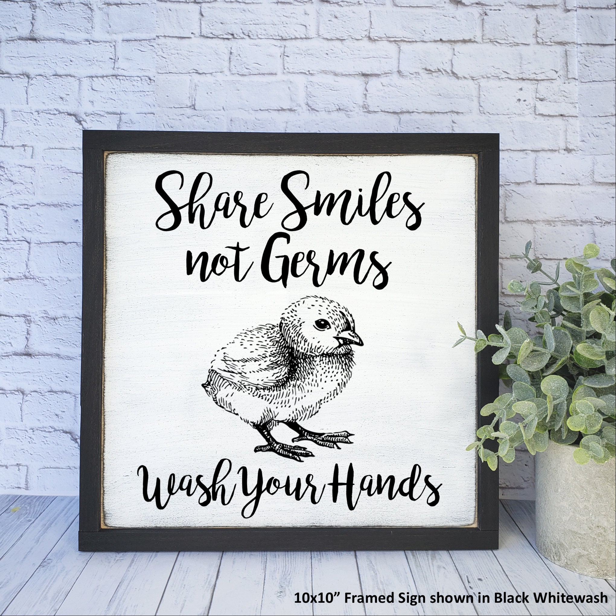 Share Smiles Not Germs Wash Your Hands, Easter Farmhouse Wood Sign ...